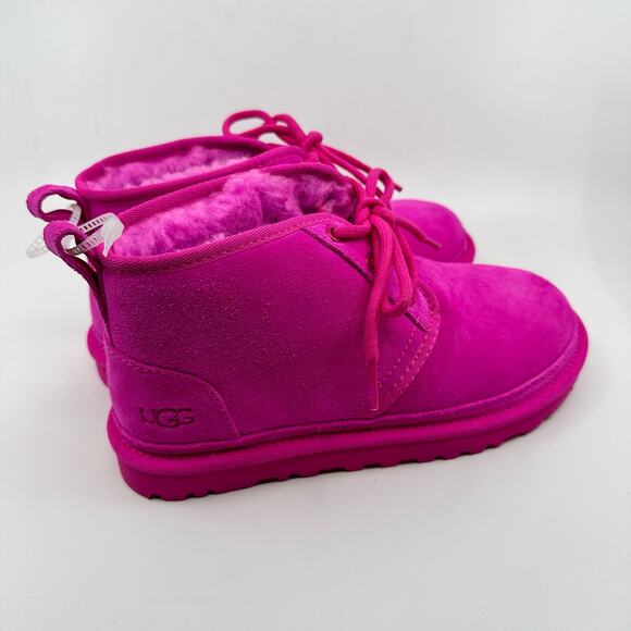 UGG Neumel Womens Classic Chukka Suede Snow Ankle Boots SZ 6 Rose Pink Sheepskin - Picture 5 of 8